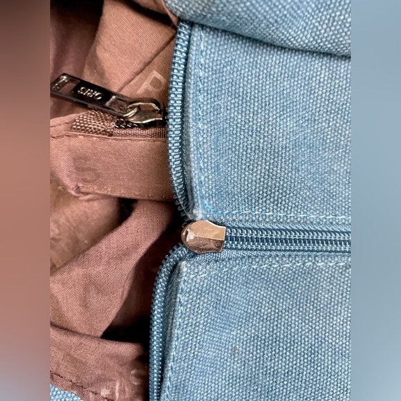 Oris Blue Canvas Hobo Style Bag Tote EUC - Picture 7 of 10